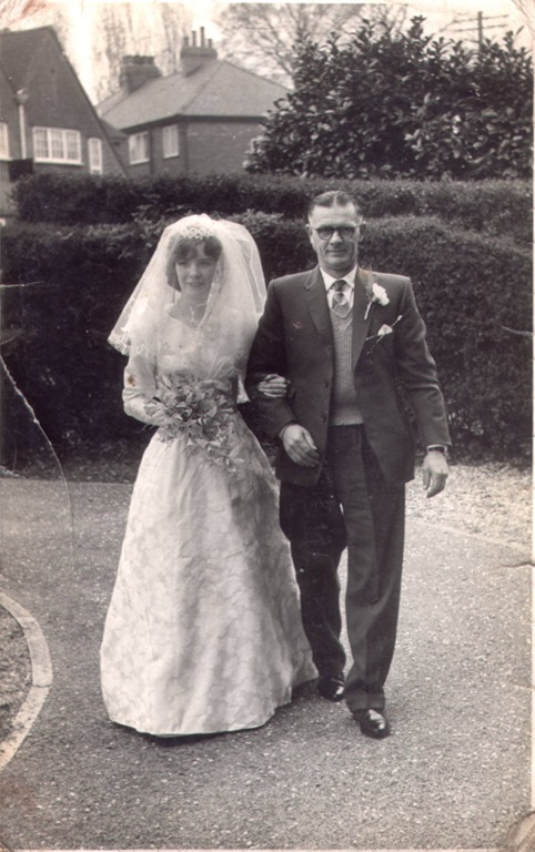 Francis walking Elizabeth to her wedding April 1961